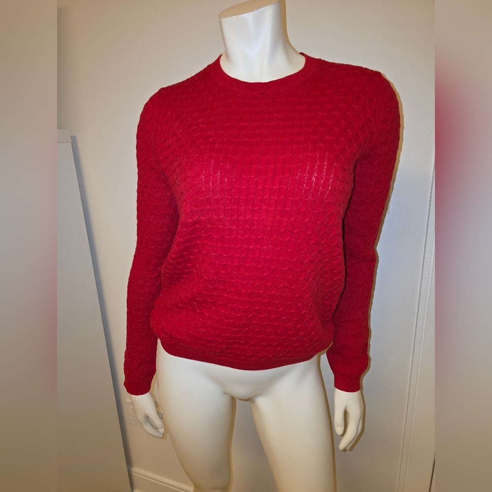 Tommy Hilfiger Red Cable Knit Crewneck Sweater S